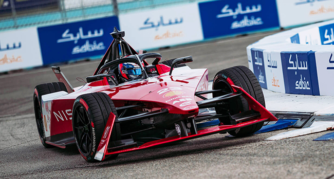 Nissan Formula E car cornering